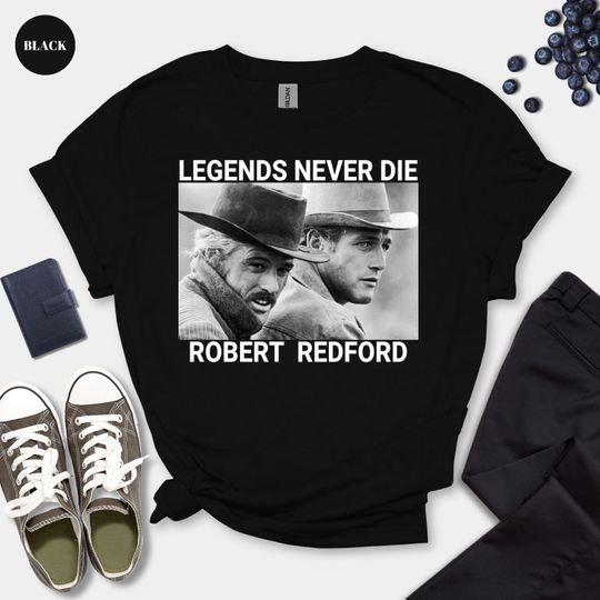 Discover Robert Redford Western Legends T-Shirt with Butch Cassidy Sundance Kid Movie Duo Design