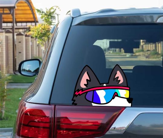 Discover Cool Husky Dog Peeking Peek Peekabo Bumper Window Vinyl Decal Cute Dog Anime Cartoon Stickers Meme