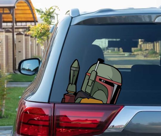 Boba Fett Peeking Peek Peekabo Peekers Bumper Window Vinyl Decal Disney Star Wars Movie Stickers Lightsaber