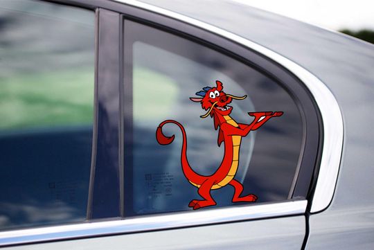 Discover Mushu Small Chinese Dragon  From Mulan Peeking Peek Peekabo Peekers Bumper Window Vinyl Decal Disney Movie Stickers