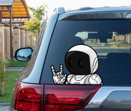 Asimo Robot Peeking Peek Peekabo Peekers Bumper Window Vinyl Decal JDM Stickers