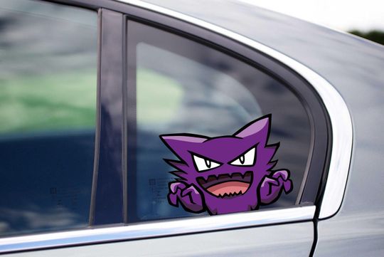 Discover Surprise Gengar funny Evolved Peeking Peek Peekabo Peekers Bumper Window Vinyl Decal Anime Kids Cartoon Stickers