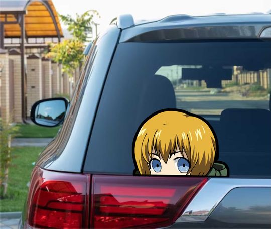 Discover Armin Fighter Peeking Peek Peekabo Peekers Bumper Window Vinyl Decal Cool Anime Attack Stickers