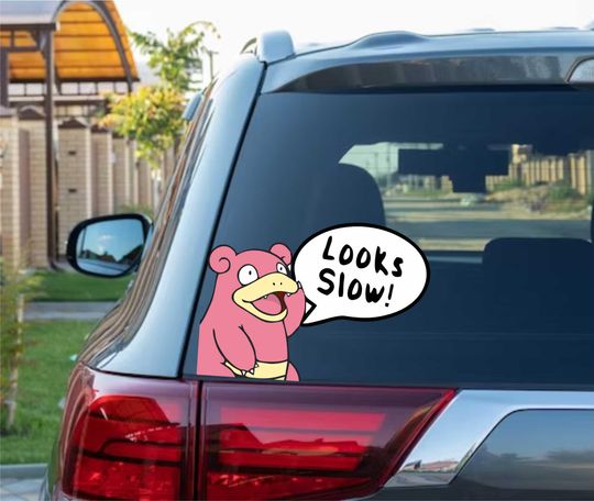 Discover Slow Bro Looks Slow Meme Peeking Peek Peekabo Peekers Bumper Window Vinyl Decal Anime Cool Stickers