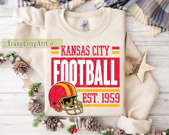 Discover Vintage Kansas City Football Team Sweatshirt, Game Day Sweatshirt, Football Fan Gift