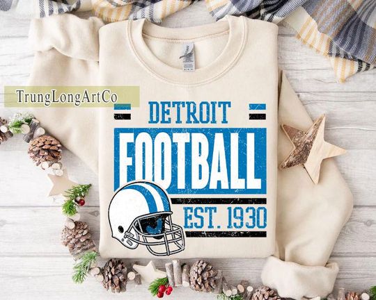 Vintage Detroit Football Team Sweatshirt, Game Day Sweatshirt, Football Fan Gift