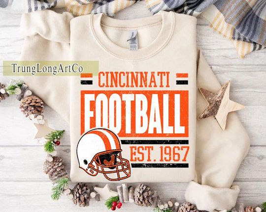 Discover Vintage Cincinnati Football Team Sweatshirt, Game Day Sweatshirt, Football Fan Gift