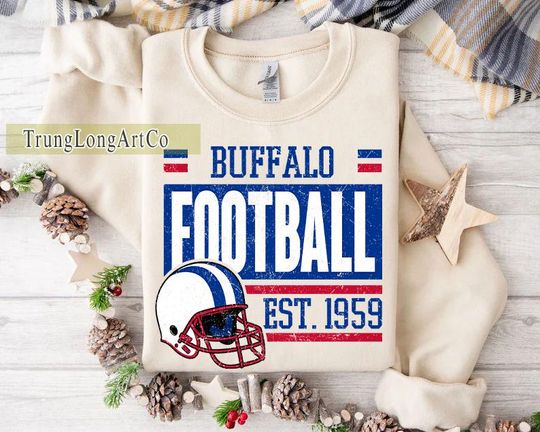 Discover Vintage Buffalo Football Team Sweatshirt, Game Day Sweatshirt, Football Fan Gift