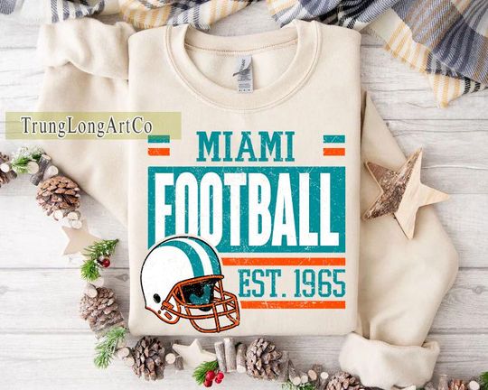 Discover Vintage Miami Football Team Sweatshirt, Game Day Sweatshirt, Football Fan Gift