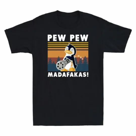 Discover Penguins Funny Men's Vintage Cotton Pew Madafakas Gangster T-Shirt Penguins Pew