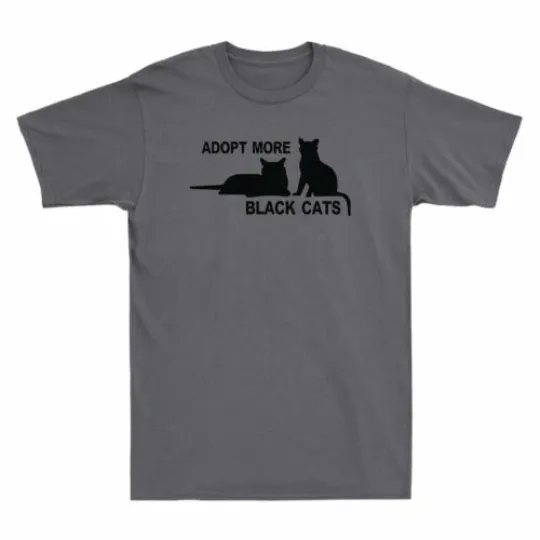 Discover Adopt More Black Cats Funny Cat Kitten Lovers Gift Novelty Men's Cotton T-Shirt