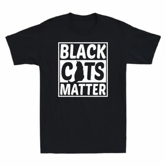 Discover Cat Cotton Cats Gift T-Shirt Black Funny Lovers Men's Sleeve Short Matter Black
