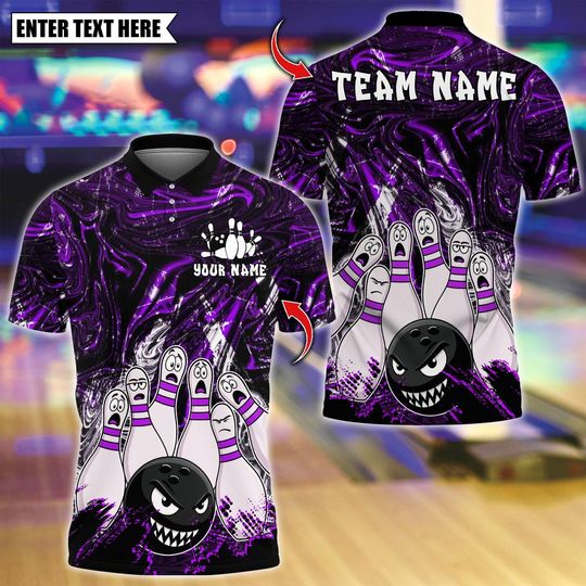 Discover Custom Bowling Polo Shirt, Bowling Angry Ball vs Screaming Polo Shirt, Gift For Him