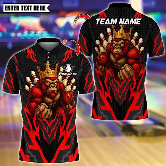 Discover Custom Bowling Polo Shirt, King Gorilla Polo Shirt, Love Golf Polo Shirt