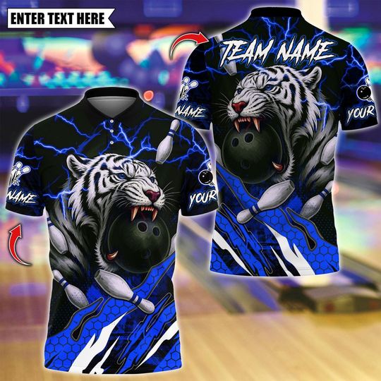 Discover Custom Bowling Polo Shirt, Tiger Polo Shirt, Gift For Him