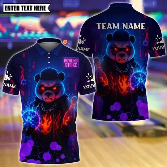 Discover Custom Bowling Polo Shirt, Panda Polo Shirt, Gift For Him