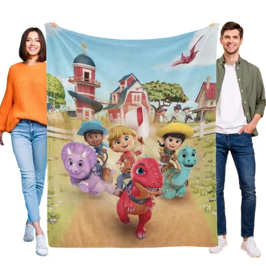 Discover Dino Ranch Blanket Flannel Throw for Bed Sofa Lightweight Birthday Gift Kids