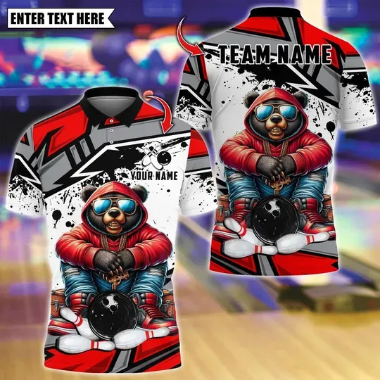 Discover Custom Bowling And HipHop Bear Polo, Gift For Him