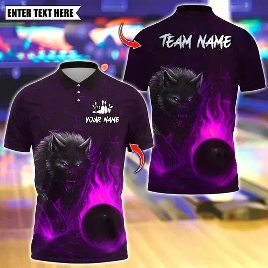 Discover Custom Bowling Polo Shirt, Bowling And Savage Wolf Polo Shirt, Gift For Him