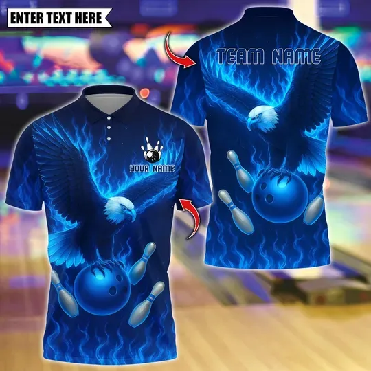Discover Custom Bowling Polo Shirt, Eagle Polo Shirt, Gift For Him
