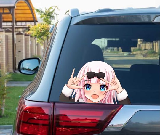 Discover Chika Fujiwara Peeking Peek Peekabo Window Vinyl Decal Cute Girl Anime Stickers Meme