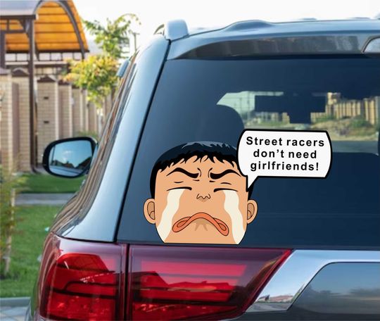 Itsuki Takeuchi Peeking Peek Peekabo Peekers "Street Racers Don't Need Girlfriends" Bumper Window Vinyl Decal Anime Cool Initial D Stickers