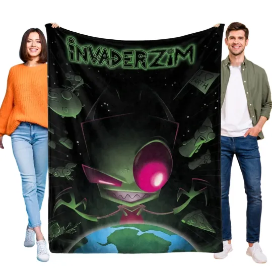 Invader ZIM Blanket Flannel Soft Sofa Bed Throw for Sofa Couch Birthday Gift