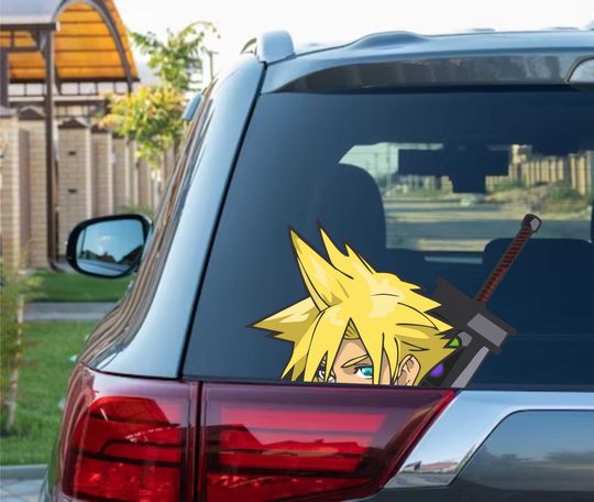 Discover Cloud Peeking Peek Peekabo Bumper Window Vinyl Decal Anime Cartoon Video Game Stickers Meme