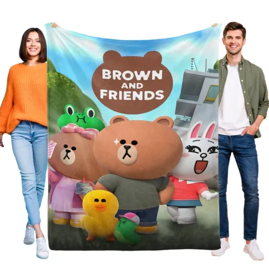 Discover Brown and Friends Blanket Flannel Soft Sofa Bed Couch Throw  Birthday Gift