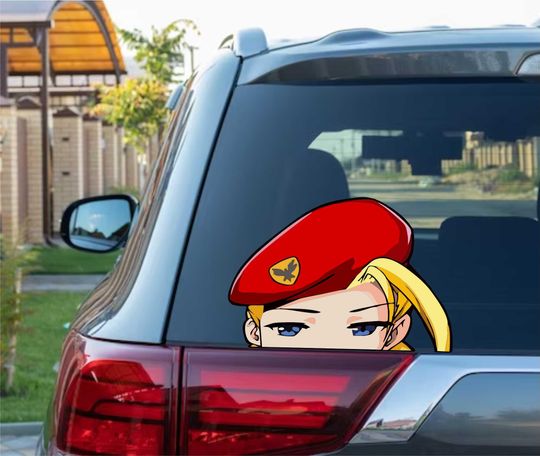 Discover Cammy Peeking Peek Peekabo Bumper Window Vinyl Decal Anime Video Game Stickers Manga