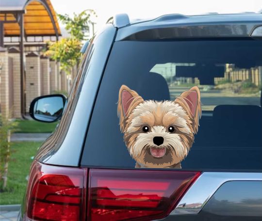 Discover Cute Yorkie Dog Peeking Peek Peekabo Peekers Bumper Window Vinyl Decal Puppy Stickers