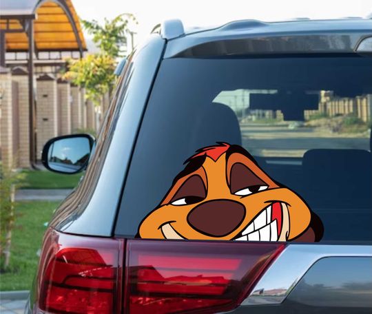 Timon and Pumba Peeking Peek Peekabo Bumper Window Vinyl Decal Anime Cartoon Disney Lion King Hakunnah Ma ta ta Stickers Meme