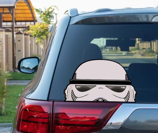 Storm Troop Peeking Peek Peekabo Peekers Window Vinyl Decal Stickers Meme Star Wars Movie Video Games