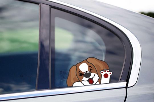 Discover Cute Beagle Dog Peeking Peek Peekabo Peekers Bumper Window Vinyl Decal Puppy Stickers