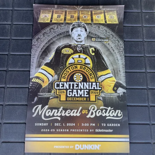 Boston Bruins Garden Exclusive Centennial Game Day Poster vs Canadiens 12-1-2024