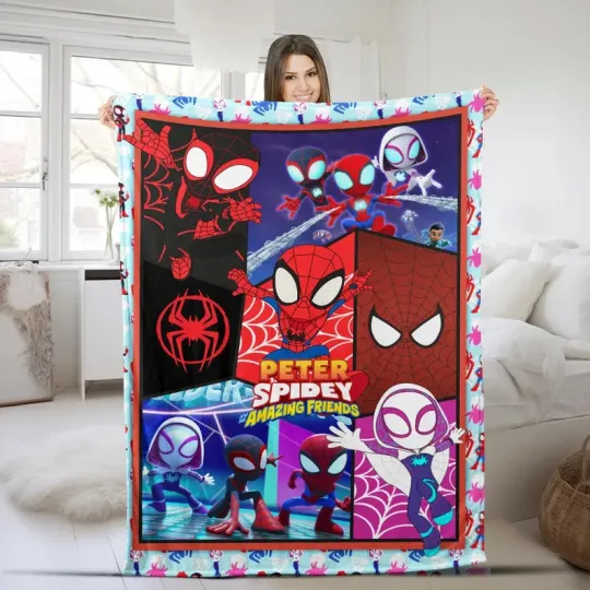 Discover Disney Spidey And Amazing Friends Collage Art Customize Fleece Blanket