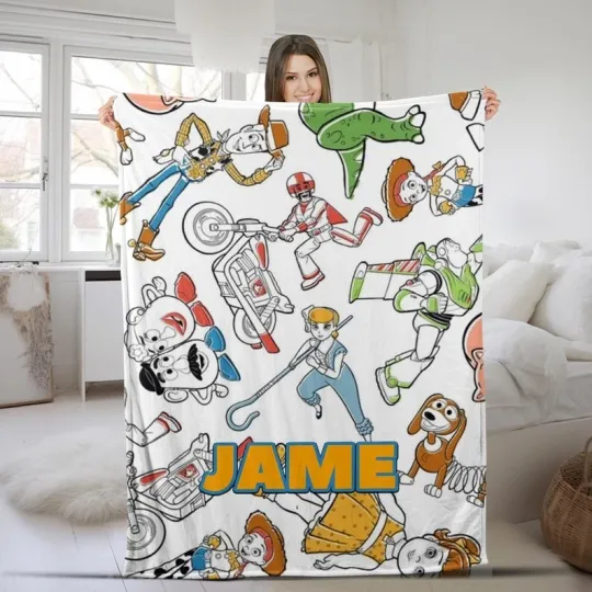 Discover Disney Toy Story Characters Sketched Art Customize Fleece Blanket