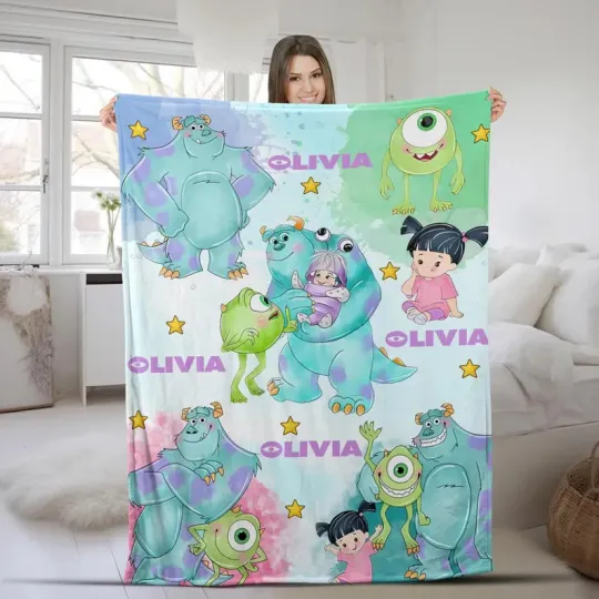 Discover Disney Monsters Inc Funny Moment Pastel Splash Customize Fleece Blanket