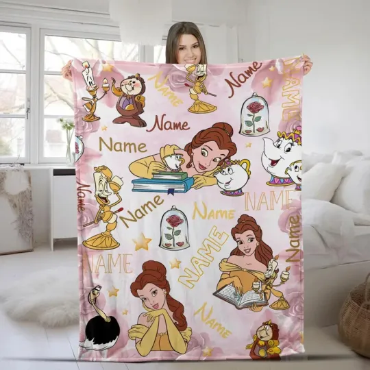 Discover Disney Beauty And The Beast Princess Belle Pastel Customize Fleece Blanket