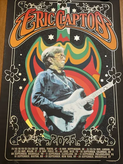 Eric Clapton 2025 Tour Numbered Vertical Poster