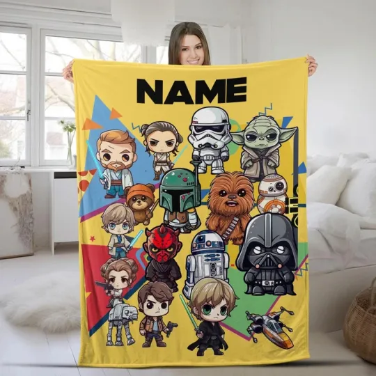 Discover Disney Star Wars Characters Chibi Version Customize Fleece Blanket