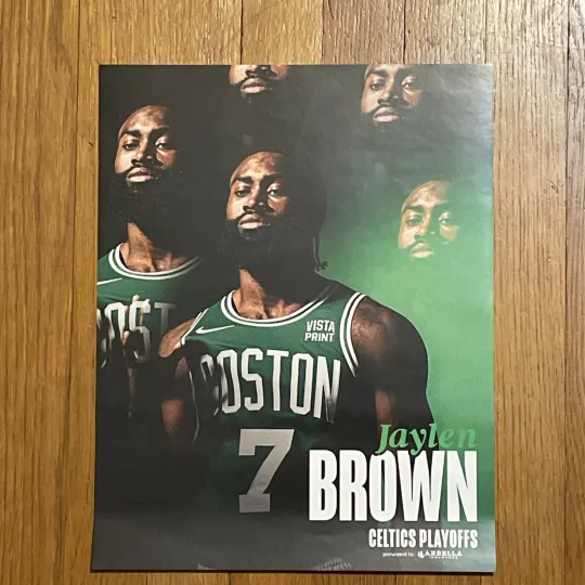 2024 Boston Celtics Playoff Poster Jaylen Brown vs Miami Heat  Vertical Matte Poster
