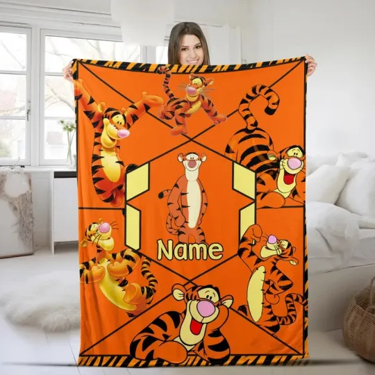 Discover Disney Winnie The Pooh Tigger Orange Customize Fleece Blanket