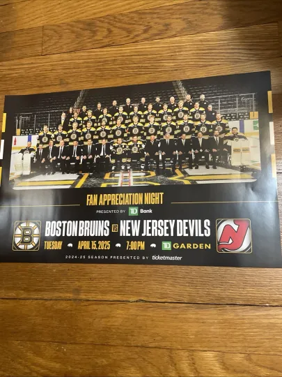 Boston Bruins 2025 Fan Appreciation Night Team Photo Poster