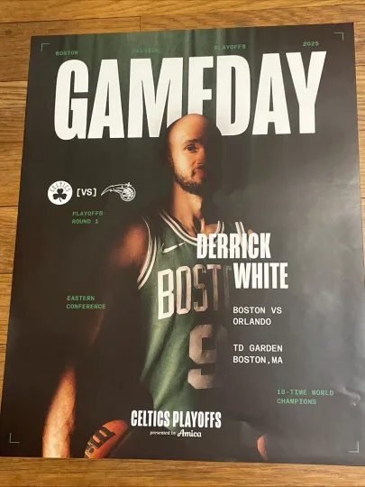 Boston Celtics Playoffs Game Day Poster Derrick White Orlando April 29, 2025