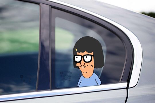 Tina Peeking Peek Peekabo Peekers Bumper Window Vinyl Decal Cartoon Pink Bunny Stickers Meme LOL