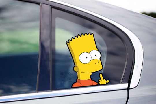 Bart Middle Finger Meme Peeking Peek Peekabo Peekers Bumper Window Vinyl Decal The Simpsons Stickers