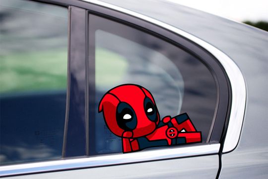 Discover Baby Deadpool Chilling Peeking Peek Peekabo Peekers Bumper Window Vinyl Decal Disney Movie Marvel vs Capcom Stickers