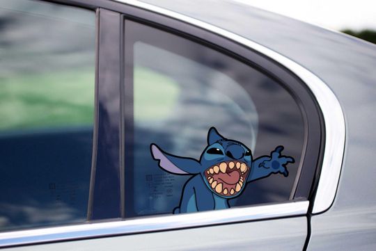 Discover Cute Stitch Waving Hello from Lilo and Stitch Peeking Peek Peekabo Peekers Bumper Window Vinyl Decal Disney Movie Stickers