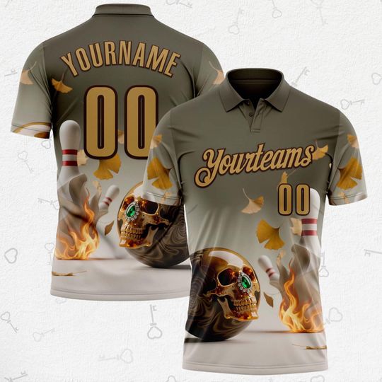 Custom Bowling Skull Ball Polo Shirt, Sport Team Shirt, Gift For Him